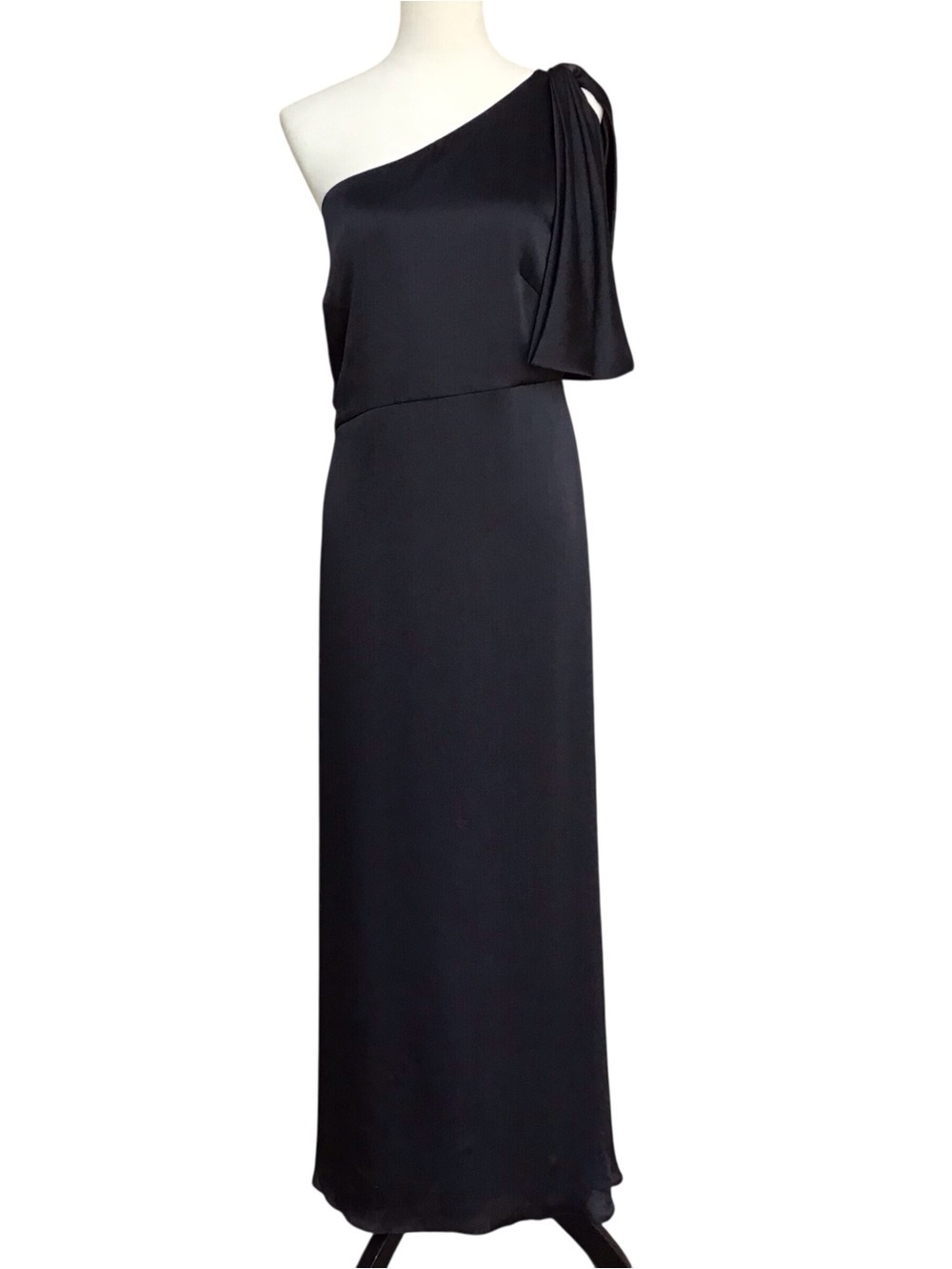 Sachin Babi Chelsea Black One-Shoulder Evening Gown with Draped Bow - Picture 6 of 10